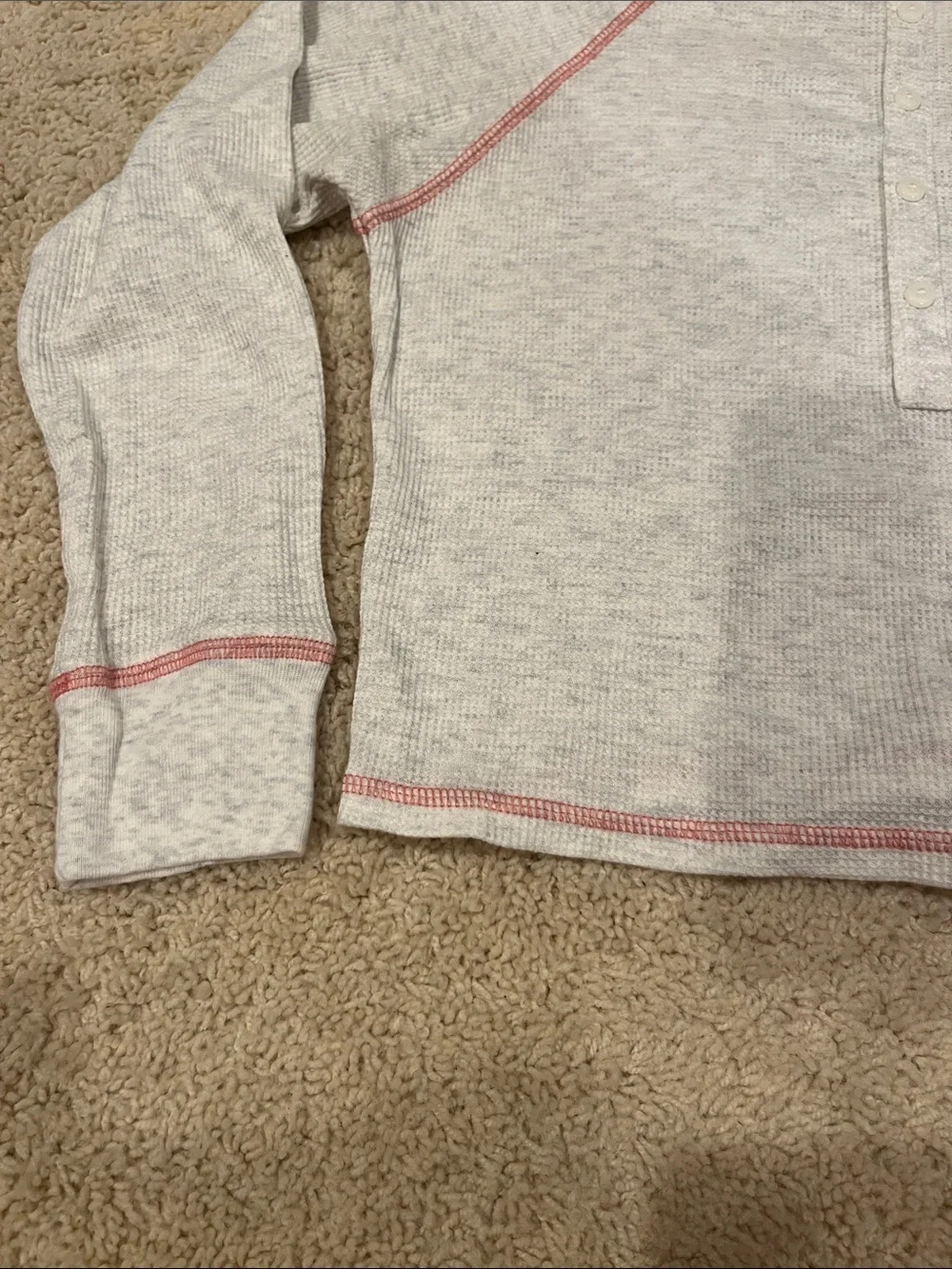 GAP Kids Waffle Knit Top with Pink Stitching